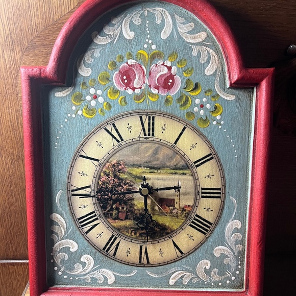 Handmade, German, Wooden, Hand Painted, Folk Art Wall Clock - Picture 1 of 4